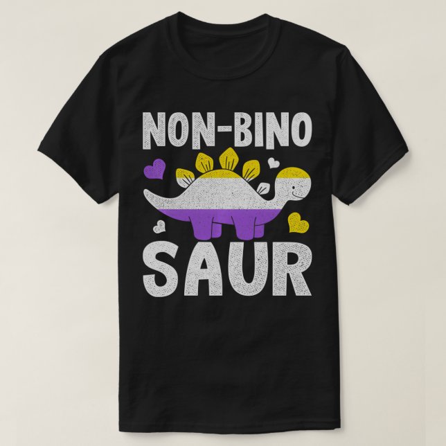 Non Bino Saur Dinosaur Aagender non binary Pullove T Shirt (Design framsida)