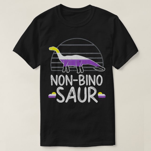 Non-Bino Saur Dinosaur LGBTQ NonBinary Flagga Gend T Shirt (Design framsida)