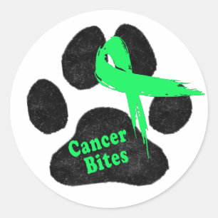 Non Hodgkins Cancer Stöd Paw Print Runt Klistermärke