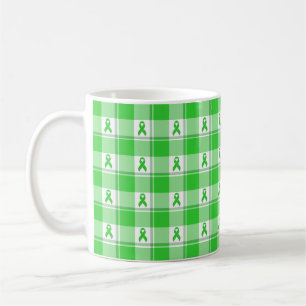 Non-Hodgkins lymfom medvetande rutmönstrat limegrö Kaffemugg