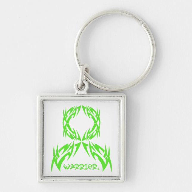 Non-Hodgkins lymphoma Cancer Manar Warrior Tribal Fyrkantig Silverfärgad Nyckelring (Framsidan)