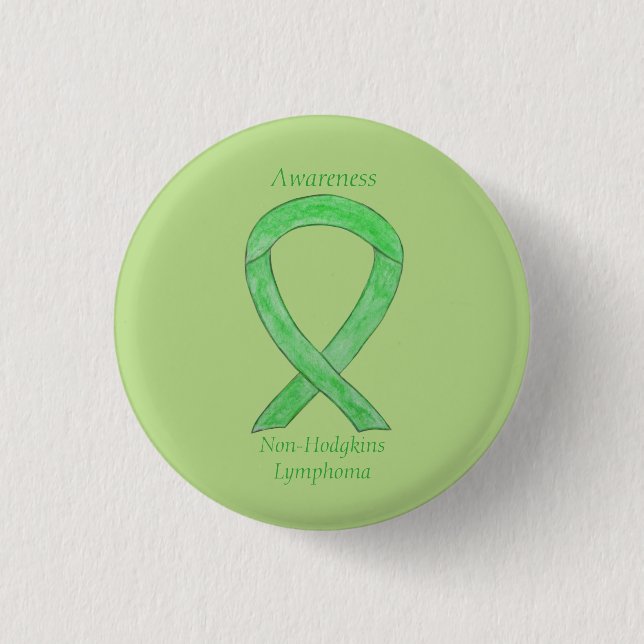 Non-Hodgkins Lymphoma Lime Green Ribbon Stift Knapp (Framsida)