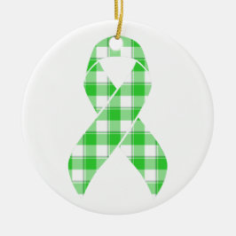 Non-Hodgkin's Lymphoma Plaid Green Ribbon Julgransprydnad Keramik