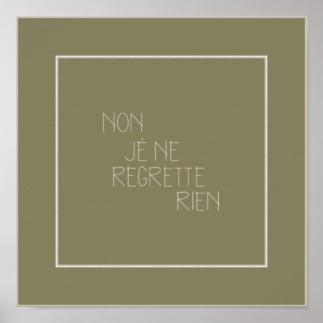 Non, Je Ne Regrette Rien-No lores - Fransk Poster (Framsidan)