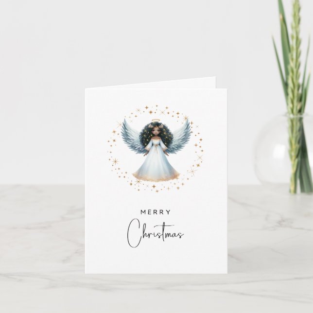 Non Photo Folded Christmas Card Black Angel Helgkort (Framsida)