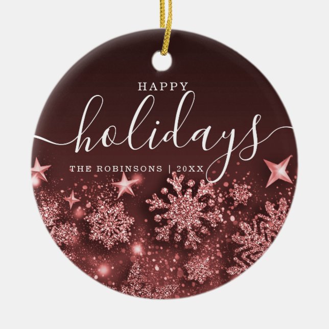 Non Photo Helgdag jul Glitter Snö Ro Guld Julgransprydnad Keramik (Framsidan)