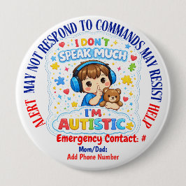 Non Verbal Autism alert pin badge Knapp