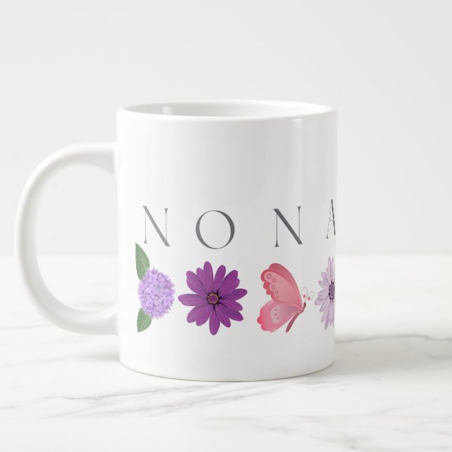 Nona Floral Fjäril, Morsdag present till henne Jumbo Mugg (Vänster)