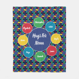 Nona Grandma Grandchildren Family Hugs Monogram Fleecefilt