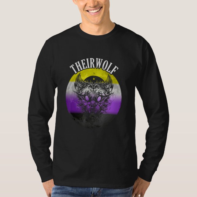 Nonbinär Flagga Theirvargen Nonbinary Pride LGBTQ  T Shirt (Framsida)