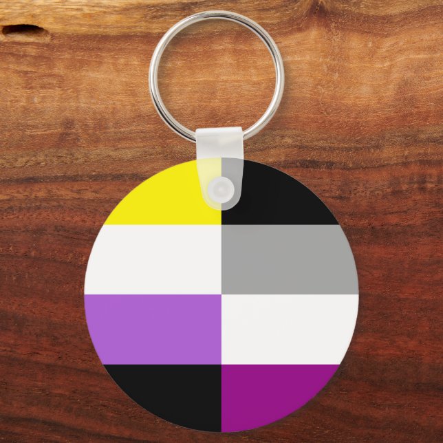 Nonbinary Asexual Dual Pride Flag Nyckelring (Framsida)