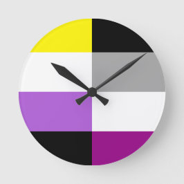 Nonbinary Asexual Dual Pride Flag Rund Klocka