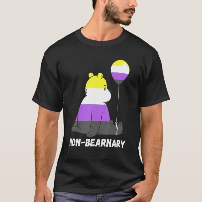 Nonbinary Bear Ballon Lgbtq Nonbinary Flagga Nonbi T Shirt (Framsida)