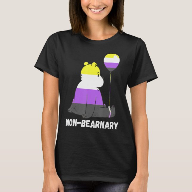 Nonbinary Bear Ballon Lgbtq Nonbinary Flagga Nonbi T Shirt (Framsida)