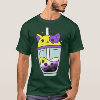 Nonbinary Cat Bubble Tea Älskare Kawaii LGBT Non T Shirt