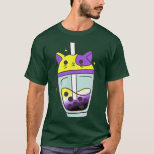 Nonbinary Cat Bubble Tea Älskare Kawaii LGBT Non T T Shirt
