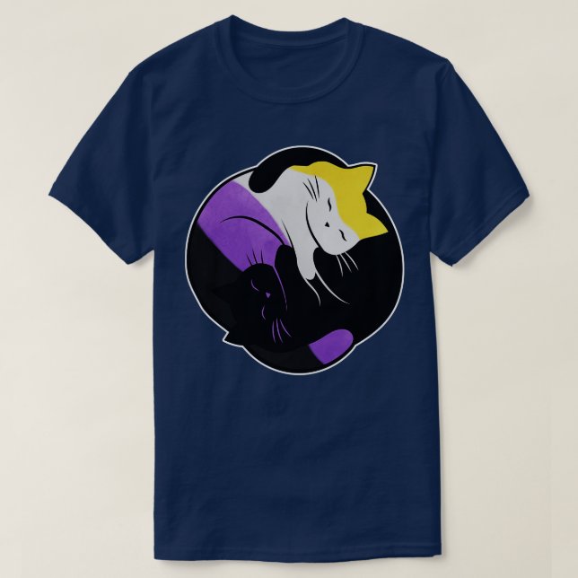 Nonbinary Everse Yin Yang Cat T Shirt (Design framsida)