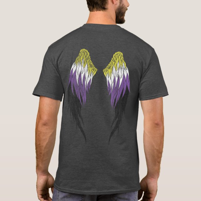 Nonbinary Flagga - Angel Vingar T Shirt (Baksida)