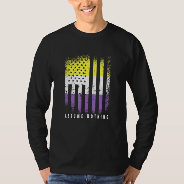 Nonbinary Flagga antar inget genderqueer non Bina T Shirt (Framsida)