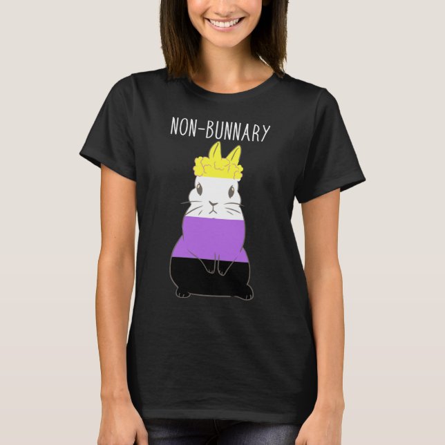 Nonbinary Flagga Bunny Nonbinary Pride LGBTQ Gende T Shirt (Framsida)