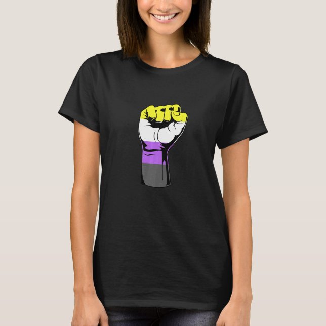 Nonbinary Handfist Power Nonbinary Pride Nonbinary T Shirt (Framsida)