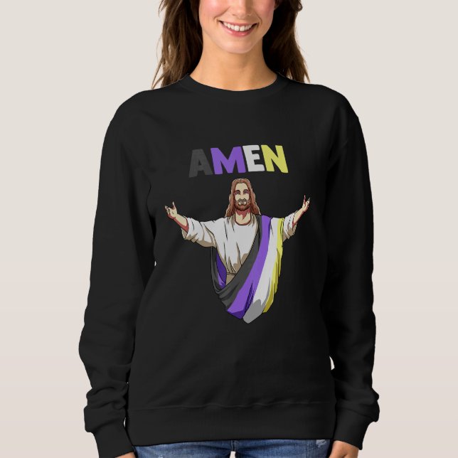 Nonbinary Jesus Lgbtq T Shirt (Framsida)