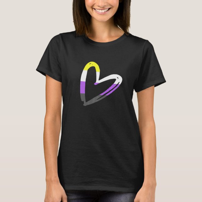 Nonbinary LGBT Heart Love Nonbinary Pride Nonbinar T Shirt (Framsida)