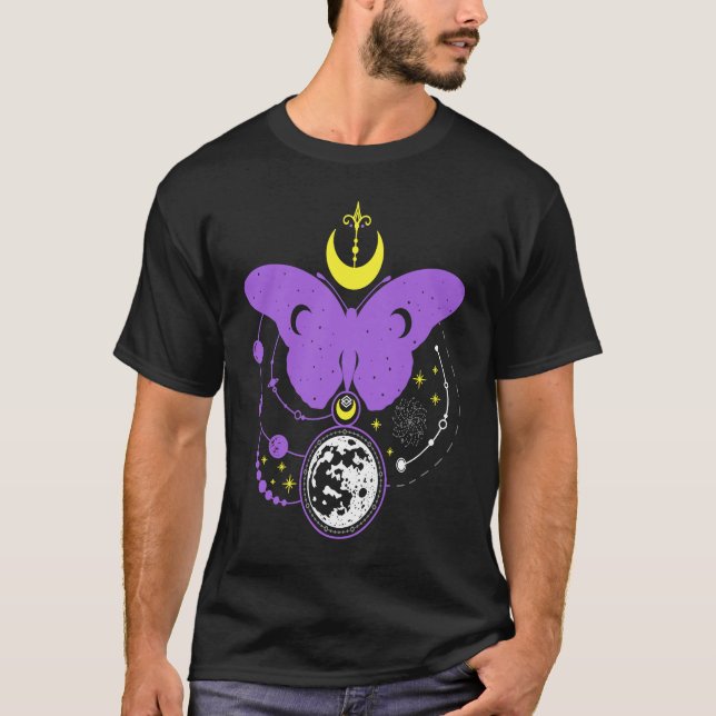 Nonbinary LGBTQ Mystical Butterfly Gay Pride LGBT  T Shirt (Framsida)