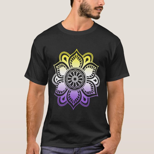 Nonbinary LGBTQ Subtle Yoga Mandala Enby NB LGBT T Shirt (Framsida)