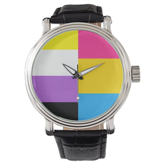 Nonbinary Pansexual Dual Pride Flag Armbandsur (Framsida)