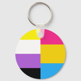 Nonbinary Pansexual Dual Pride Flag Nyckelring