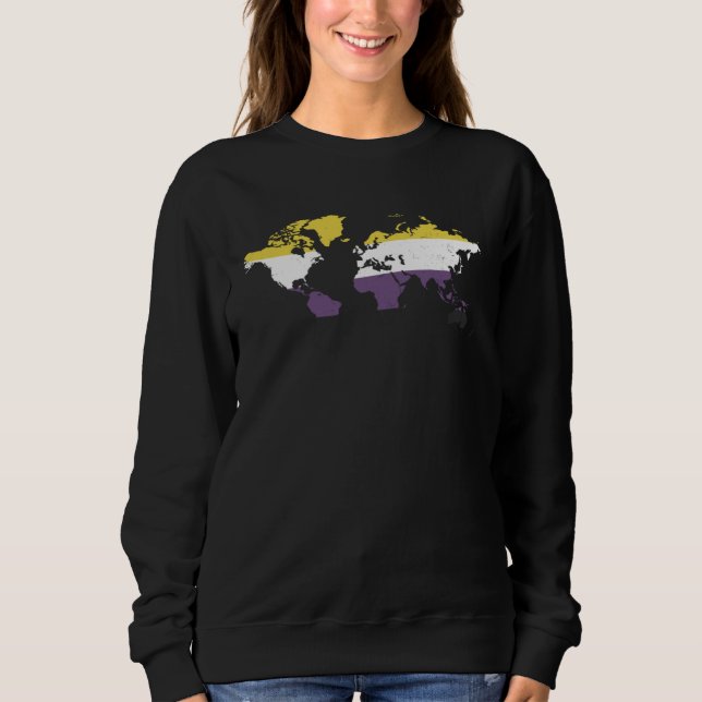 Nonbinary Pride Flag Global Love T Shirt (Framsida)