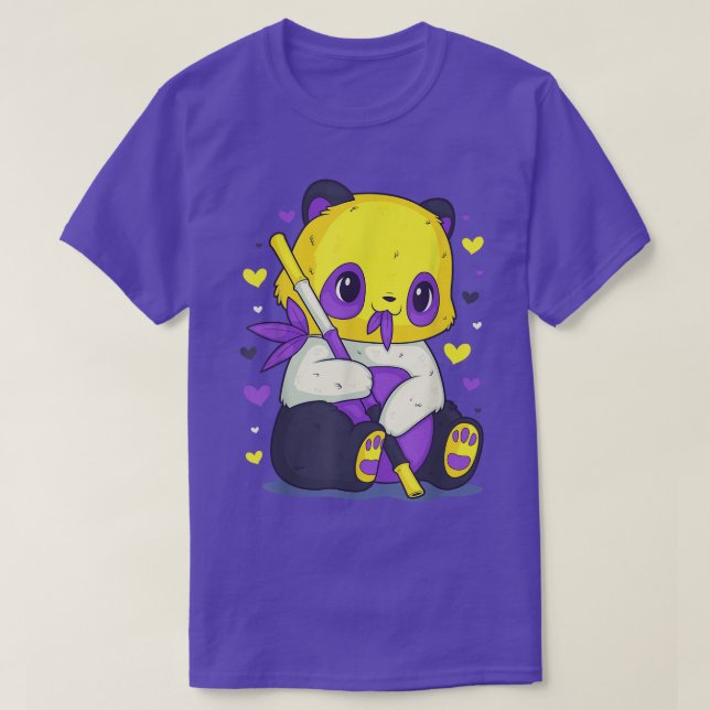 NonBinary Pride Flag Panda Genderqueer LGBT Gay Pr T Shirt (Design framsida)