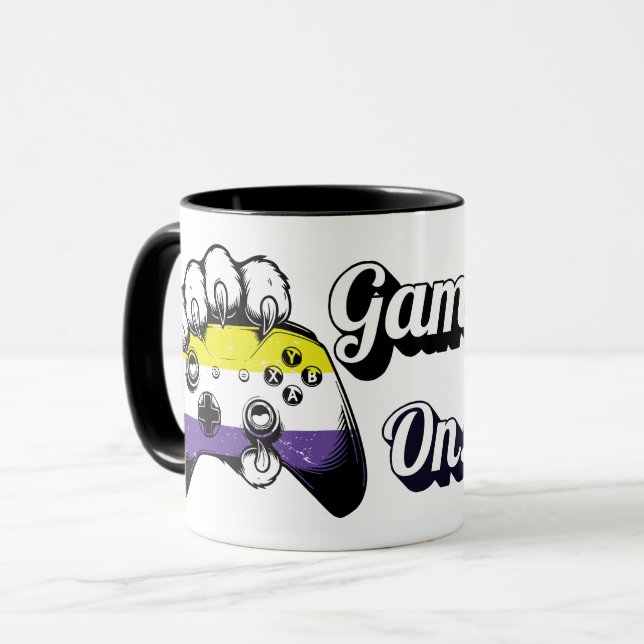 Nonbinary Pride Game On Tiger Paw Controller Mug Mugg (Framsida vänster)