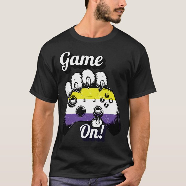 Nonbinary Pride Game On Tiger Paw Controller Shirt T (Framsida)