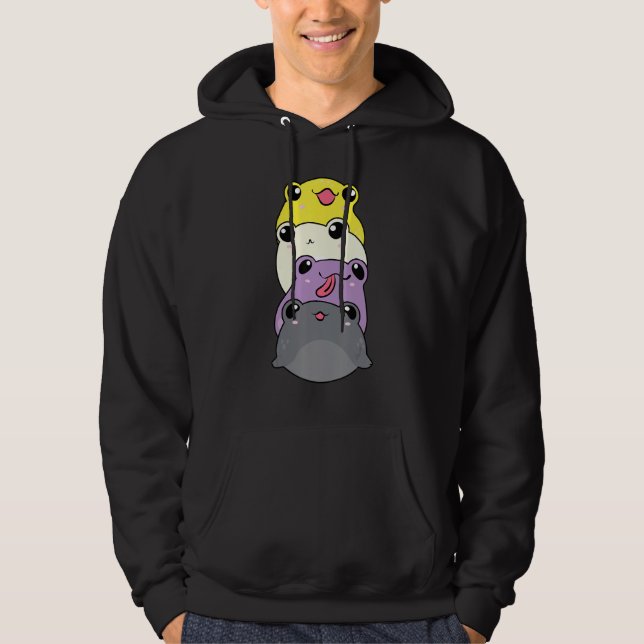 Nonbinary Pride  Genderfluid Gender Rights Non Bin Hoodie (Framsida)