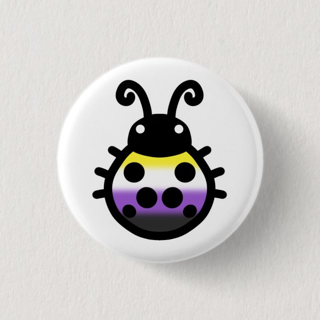 Nonbinary Pride Ladybug Pin Badge Knapp (Framsida)