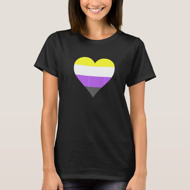 Nonbinary Pride LGBT Nonbinary Heart Nonbinary Fla T Shirt (Framsida)