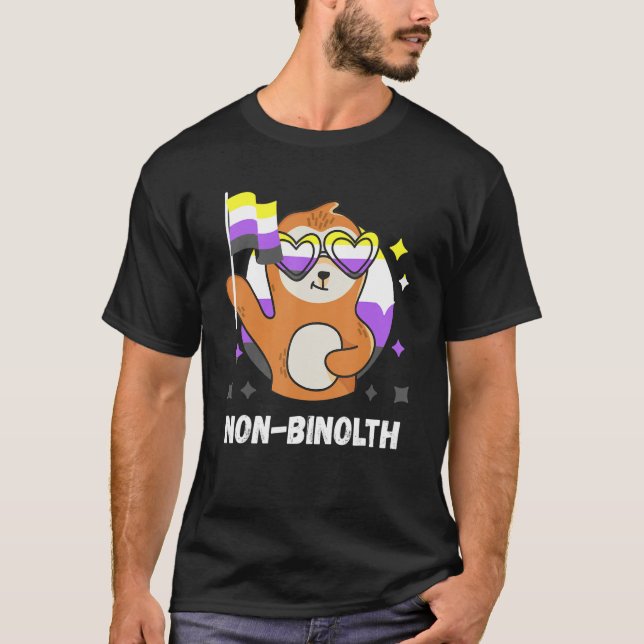 Nonbinary Pride Sloth Måne Nonbinary Flagga Gender T Shirt (Framsida)