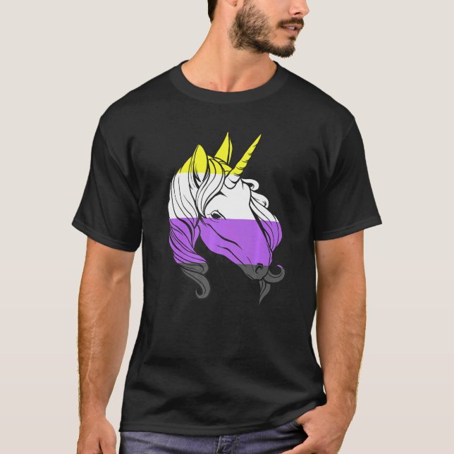 Nonbinary Unicorn Nonbinary Flag LGBTQ Nonbinary P T Shirt (Framsida)