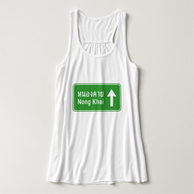 Nong Khai Ahead ⚠ Thai Highway Traffic Sign ⚠ Linne Med Racerback (Design framsida)