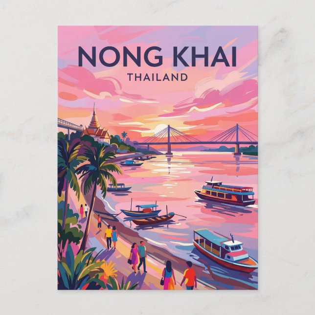 Nong Khai (Mekongfloden) Thailand Vykort (Framsida)