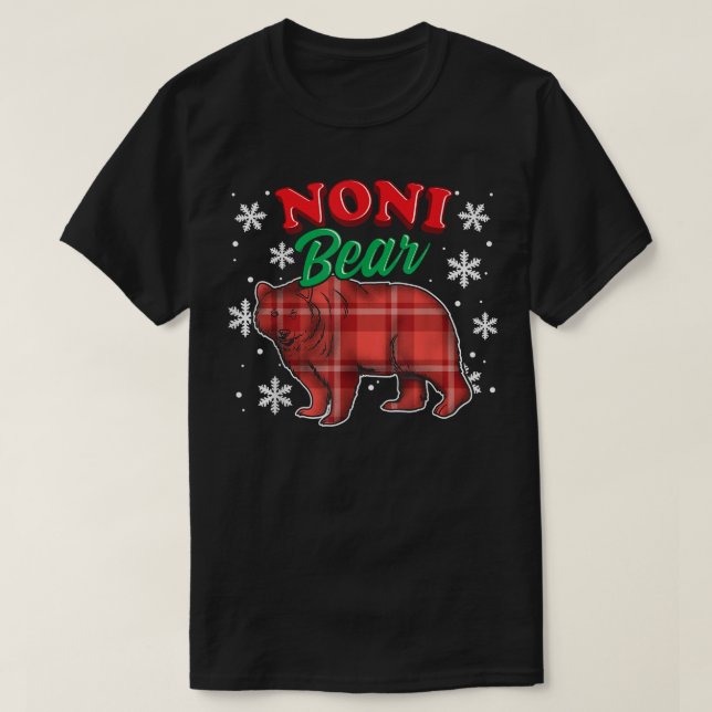 Noni Bear Buffalo Plade Gift Matching Bear Familj T Shirt (Design framsida)