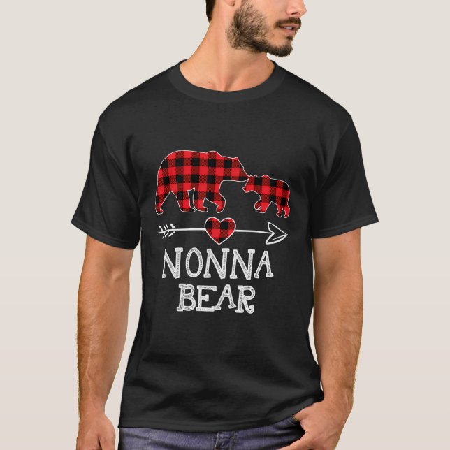 Nonna Bear jul jul Pajama Red Play Buffalo Fami T Shirt (Framsida)