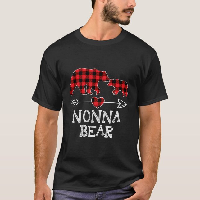Nonna Bear jul jul Pajama Red Play Buffalo Fami T Shirt (Framsida)