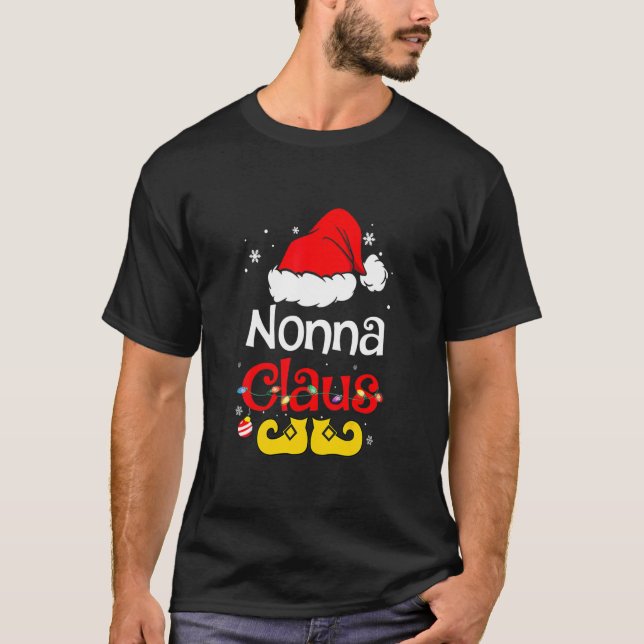 Nonna Claus jul-familjen Pajama Matching Julafton T Shirt (Framsida)