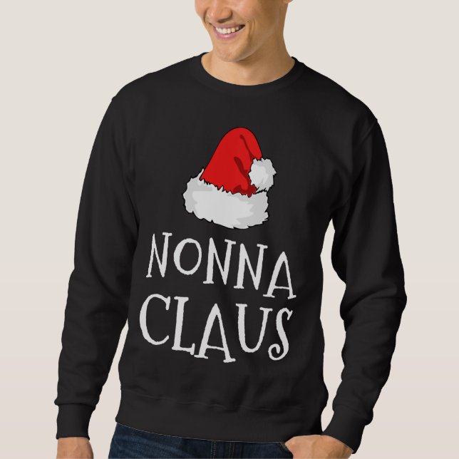 Nonna Claus jul Hat Family Pj Matching Group Lång Ärmad Tröja (Framsida)