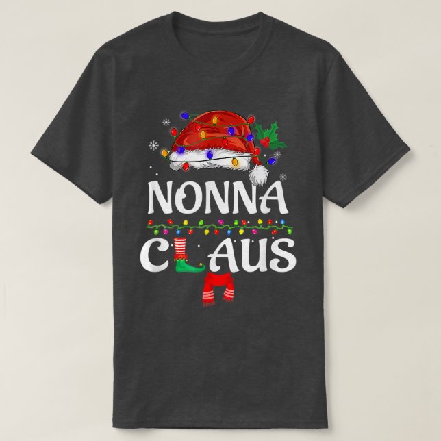 Nonna Clause Matching Family Santa Hat Pajamas Xma T Shirt (Design framsida)