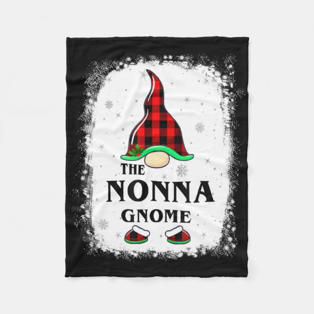 Nonna Gnome Buffalo Plaid Matching Family Xmas Paj Fleecefilt (Framsidan)