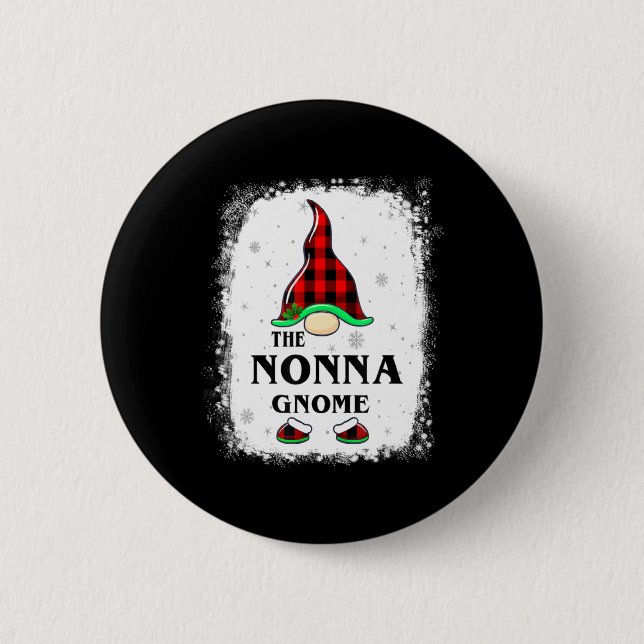 Nonna Gnome Buffalo Plaid Matching Family Xmas Paj Knapp (Framsida)